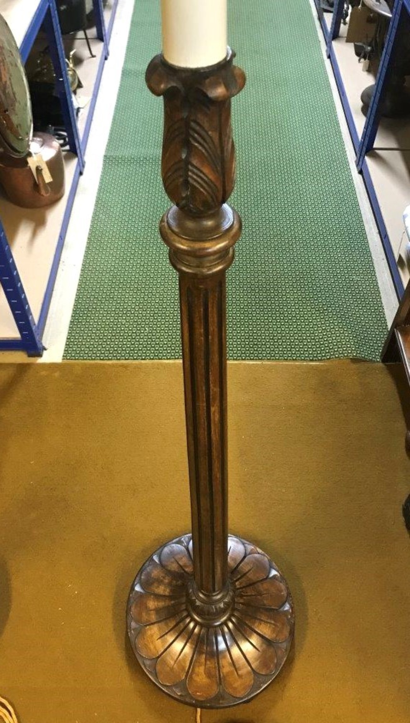 Vintage Pair of Carved Mahogany Standard Lamps c/w Shades