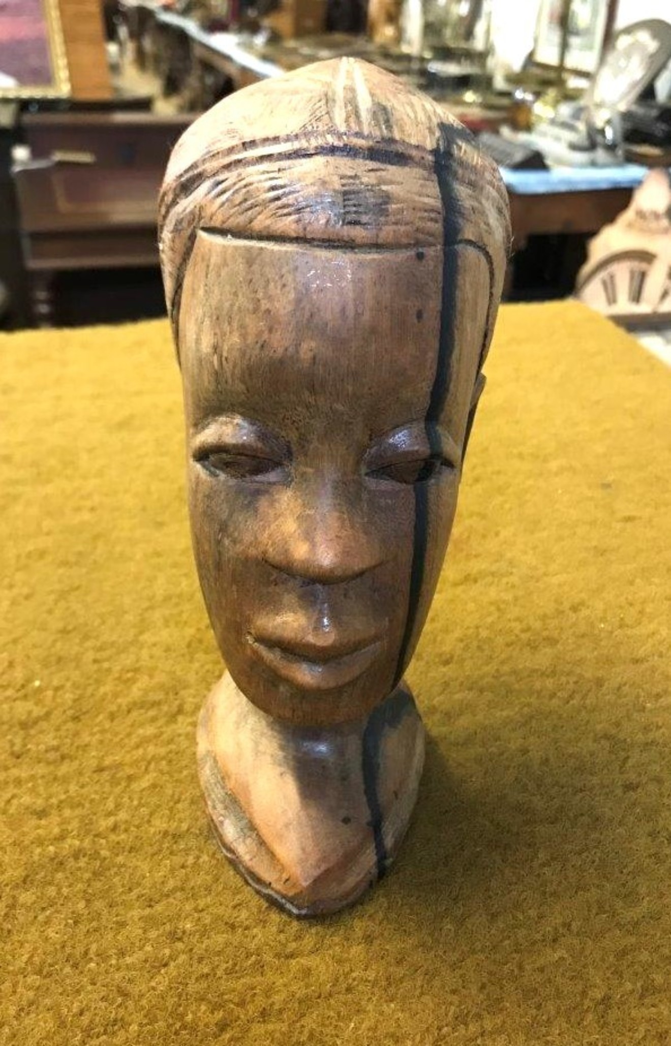 Vintage West African Hand Carved Hardwood Bust