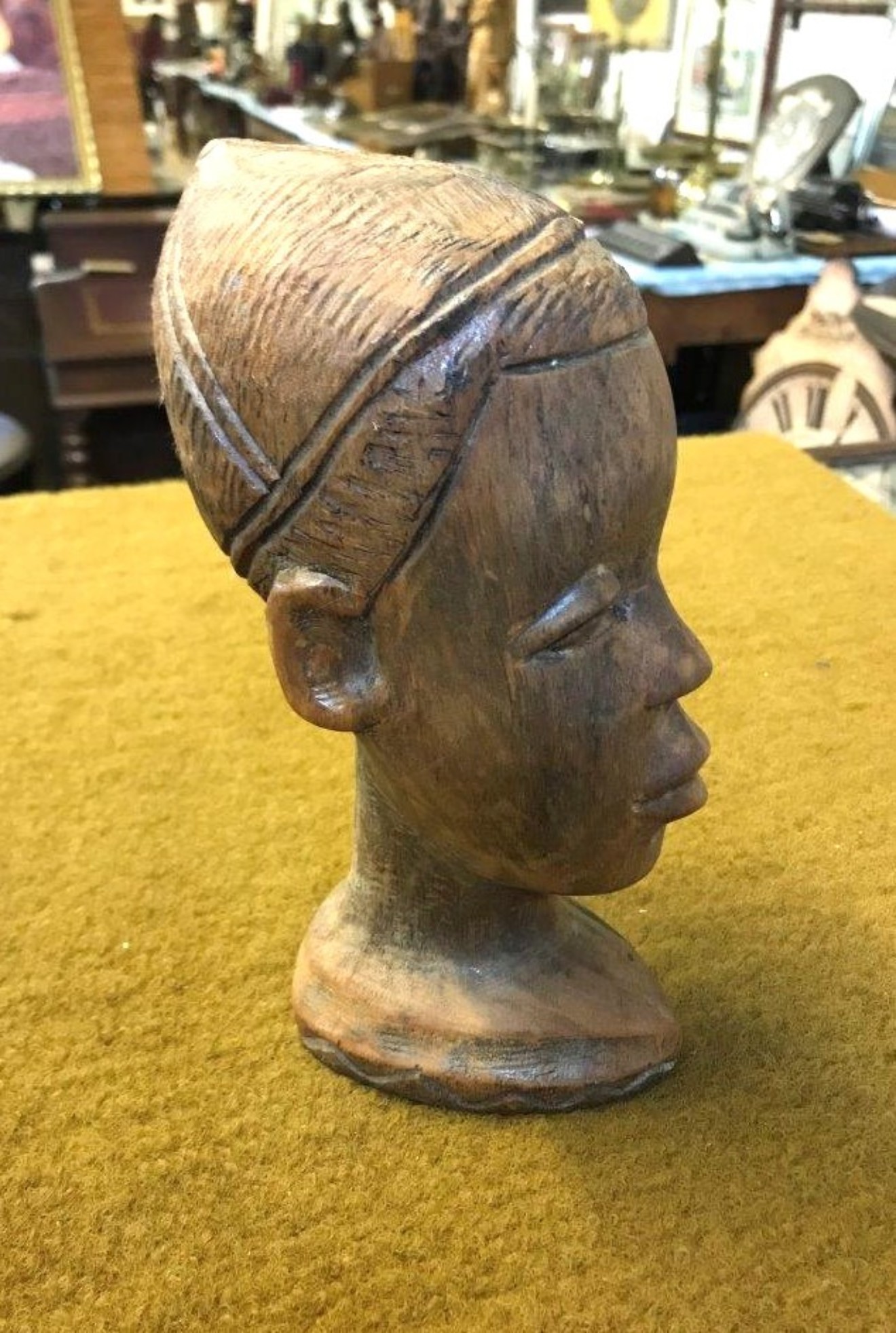 Vintage West African Hand Carved Hardwood Bust