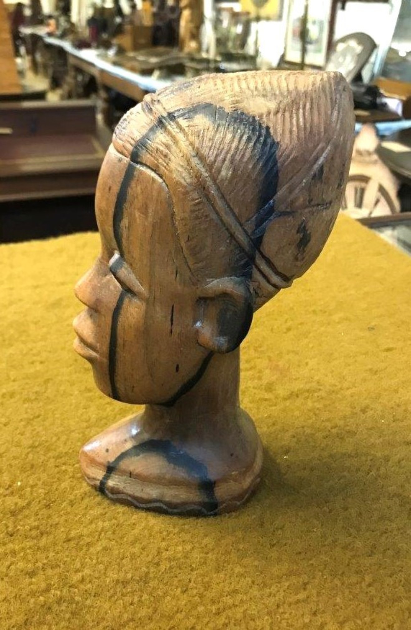 Vintage West African Hand Carved Hardwood Bust