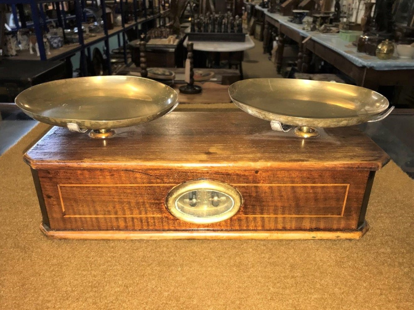 Mahogany and Brass Bakers Scales