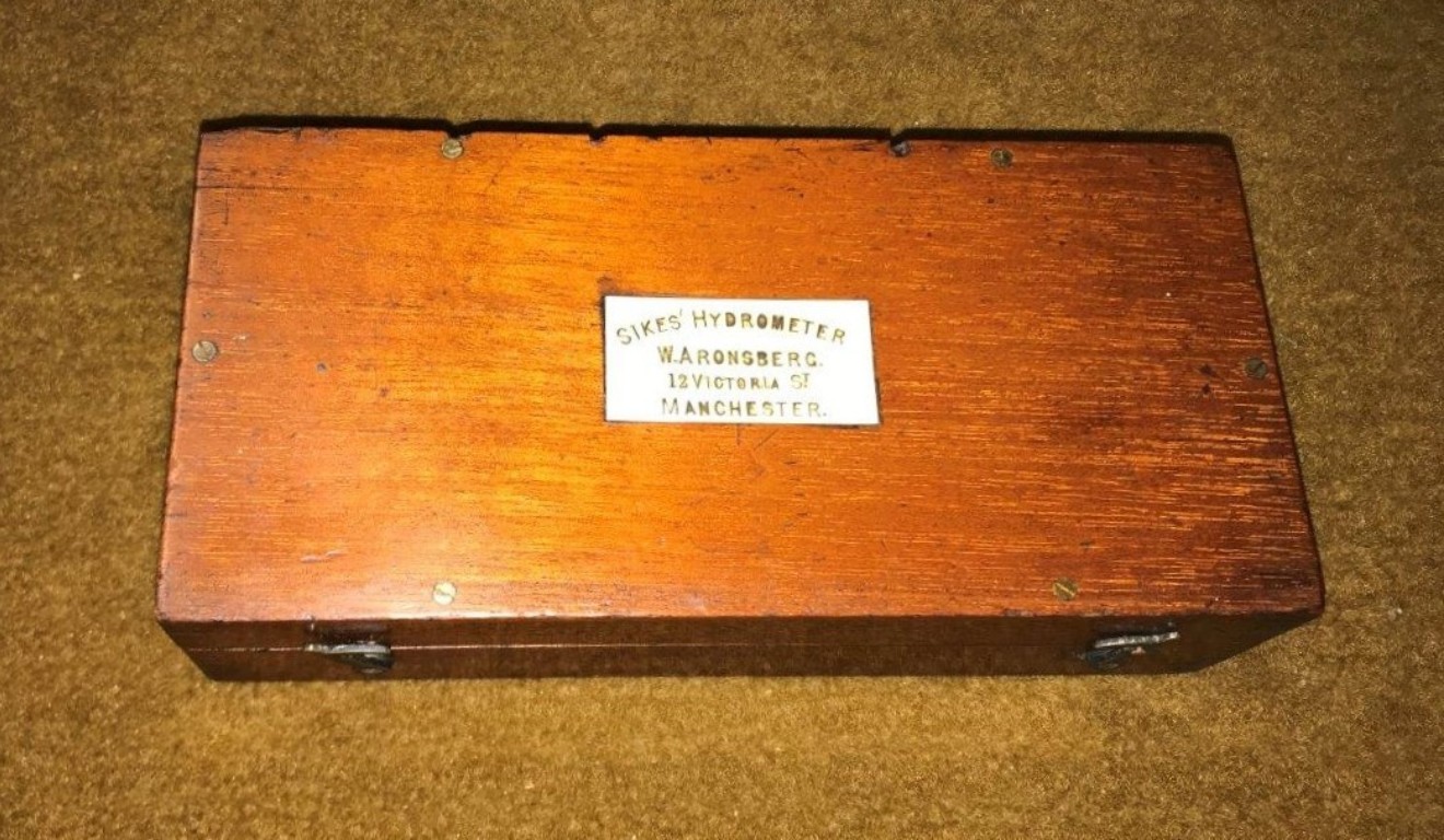 Antique Sikes Hydrometer Retailed by W Aronsberg 12 Victoria St Manchester