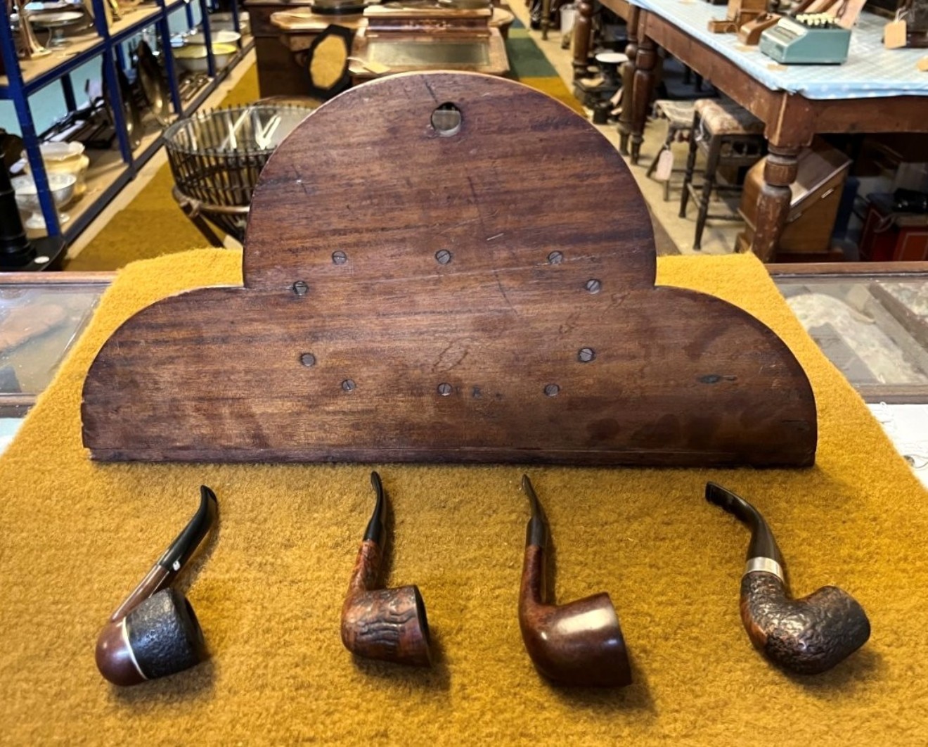 Vintage Mahogany Wall Hanging Pipe Rack