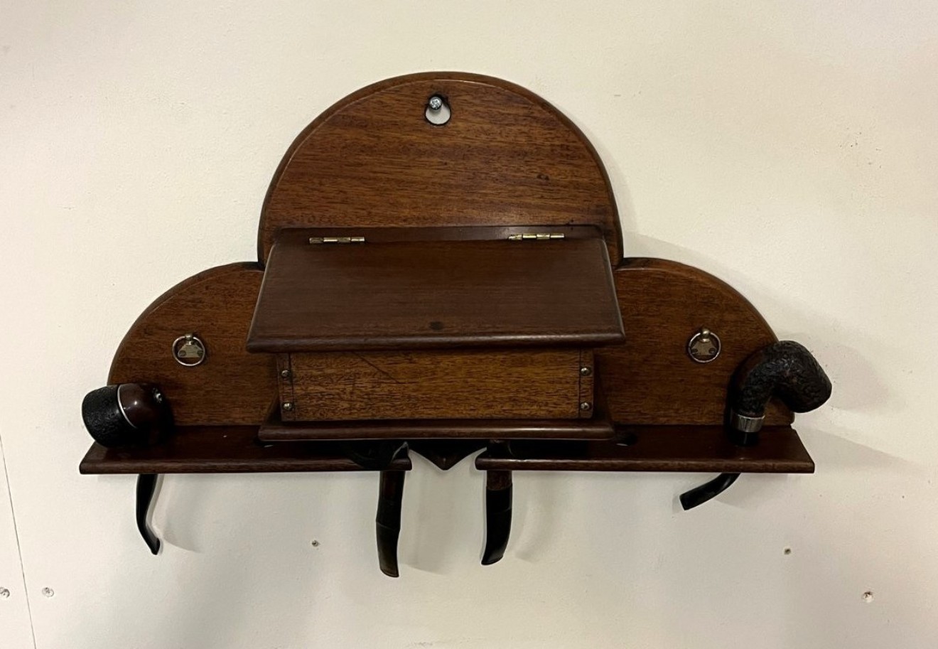 Vintage Mahogany Wall Hanging Pipe Rack