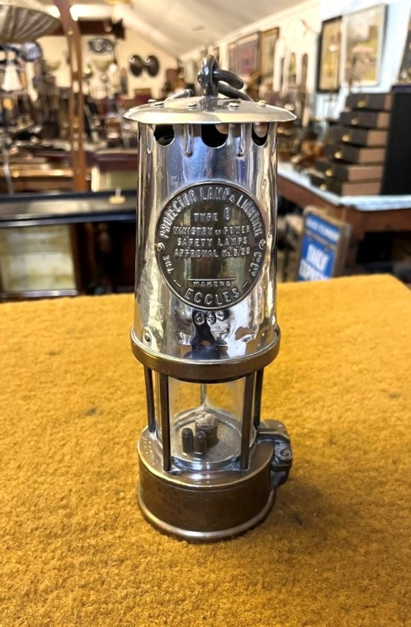 Vintage Miners Safety Lamp by "Eccles" The Protector Lamp & Lighting Co Ltd