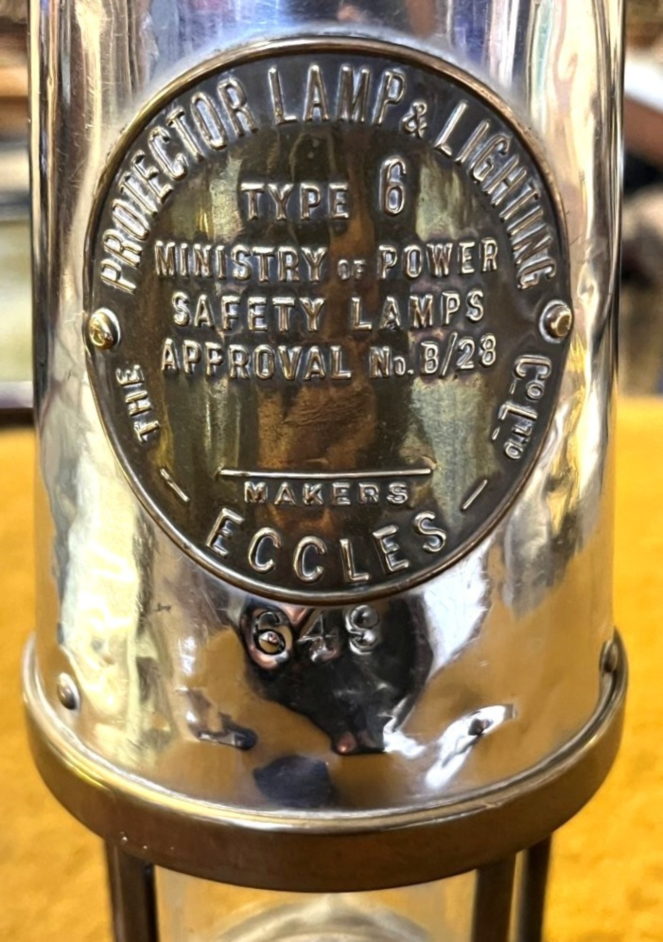 Vintage Miners Safety Lamp by "Eccles" The Protector Lamp & Lighting Co Ltd