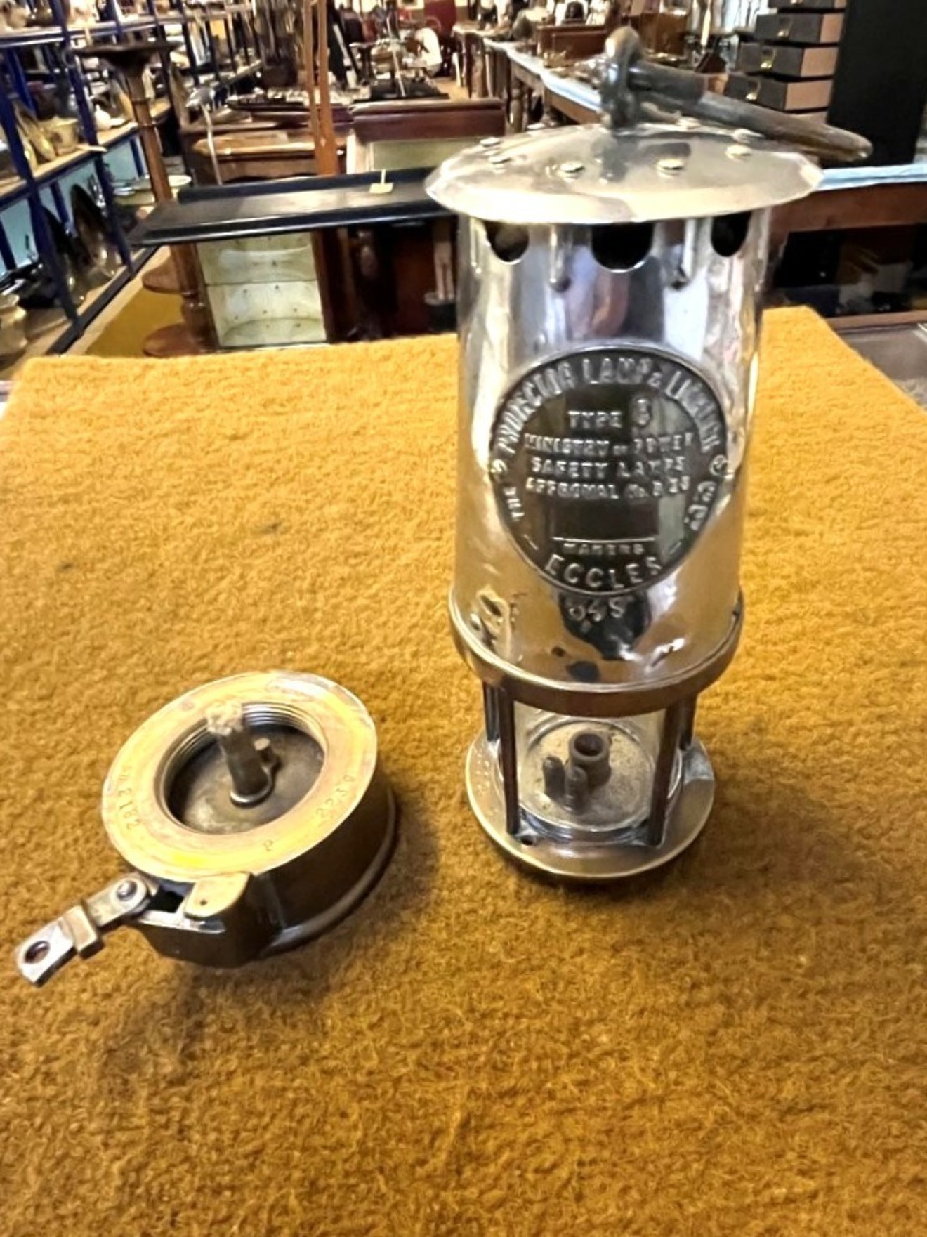 Vintage Miners Safety Lamp by "Eccles" The Protector Lamp & Lighting Co Ltd