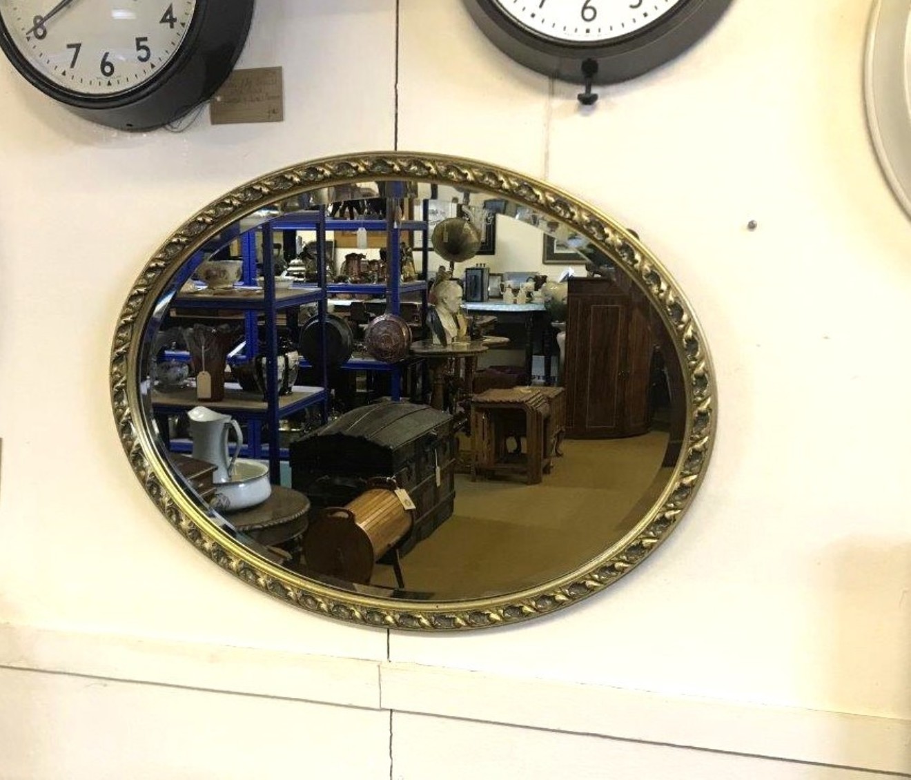 Vintage Oval Gilt Framed Mirror Bevelled Edged