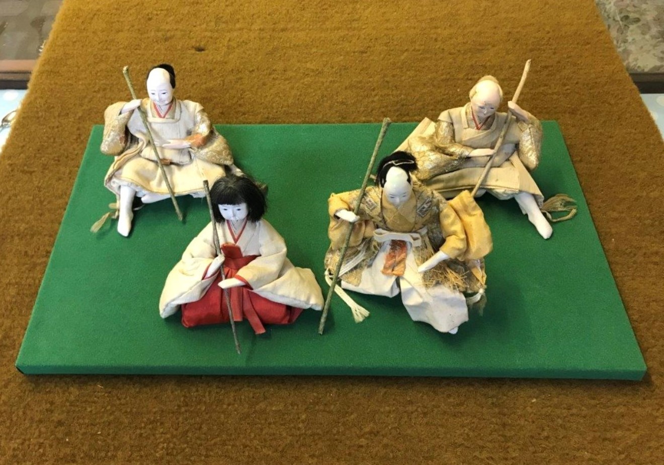 Antique Japanese Hina Ningyo Dolls Aristocrat Couple and Bodyguards