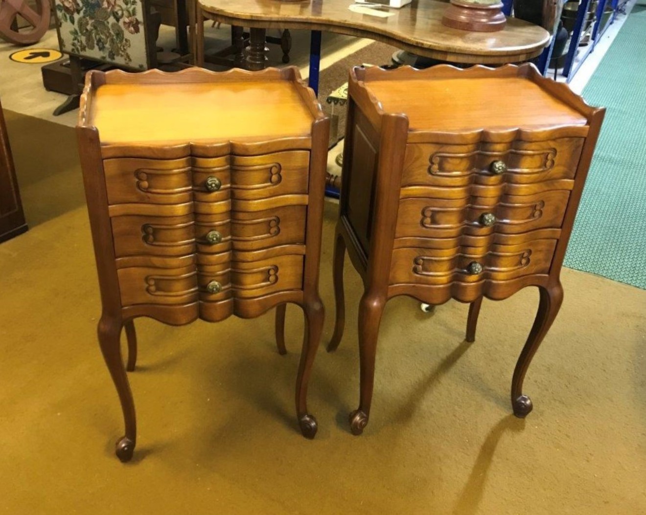 Vintage Pair of French Louis XV Style Bedside Cabinets