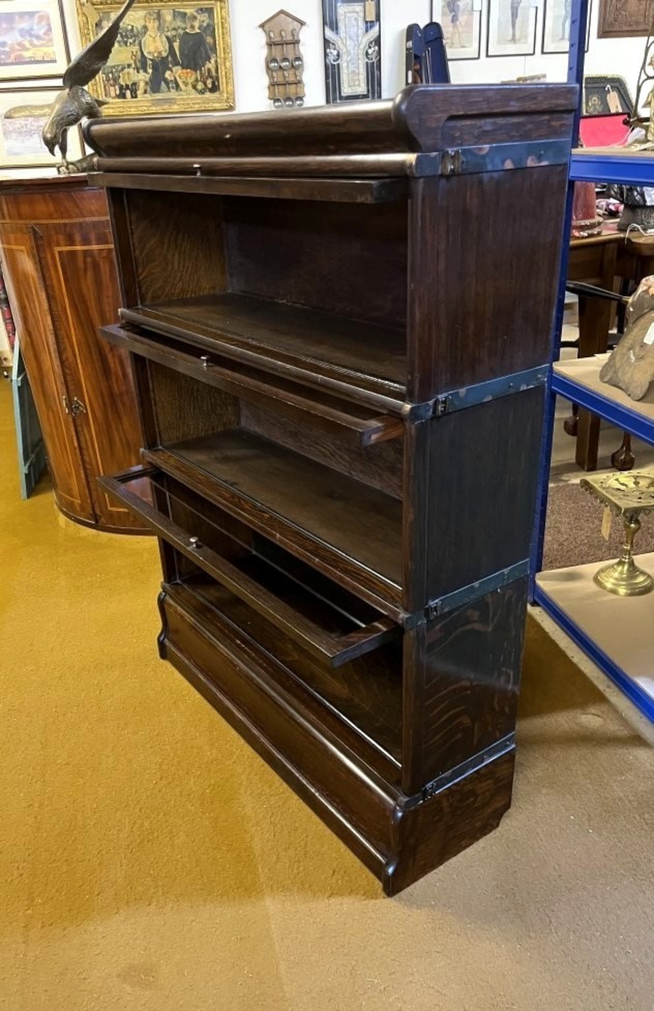 Antique 3 Tier Globe Wernicke Oak Barrister's Bookcase