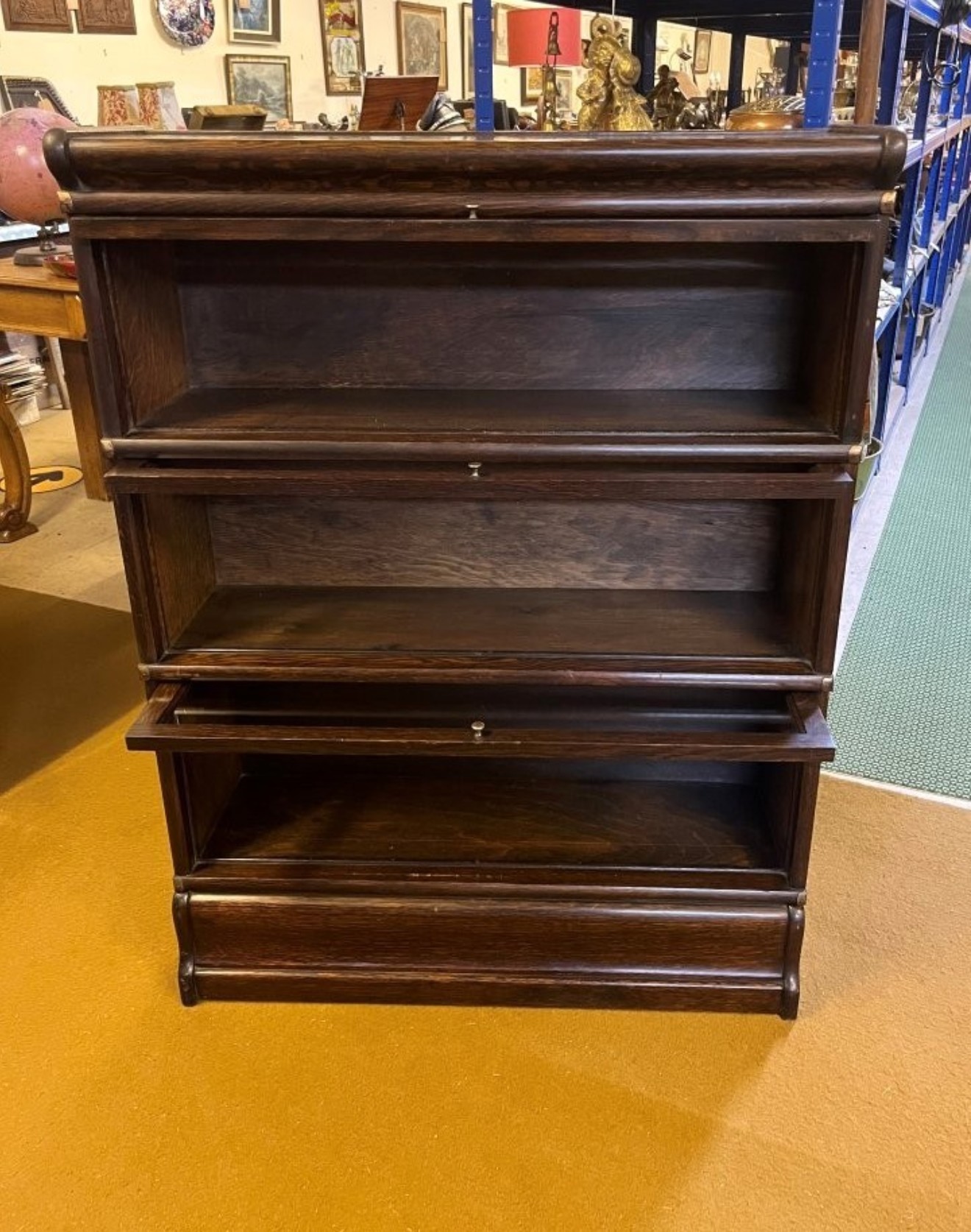 Antique 3 Tier Globe Wernicke Oak Barrister's Bookcase