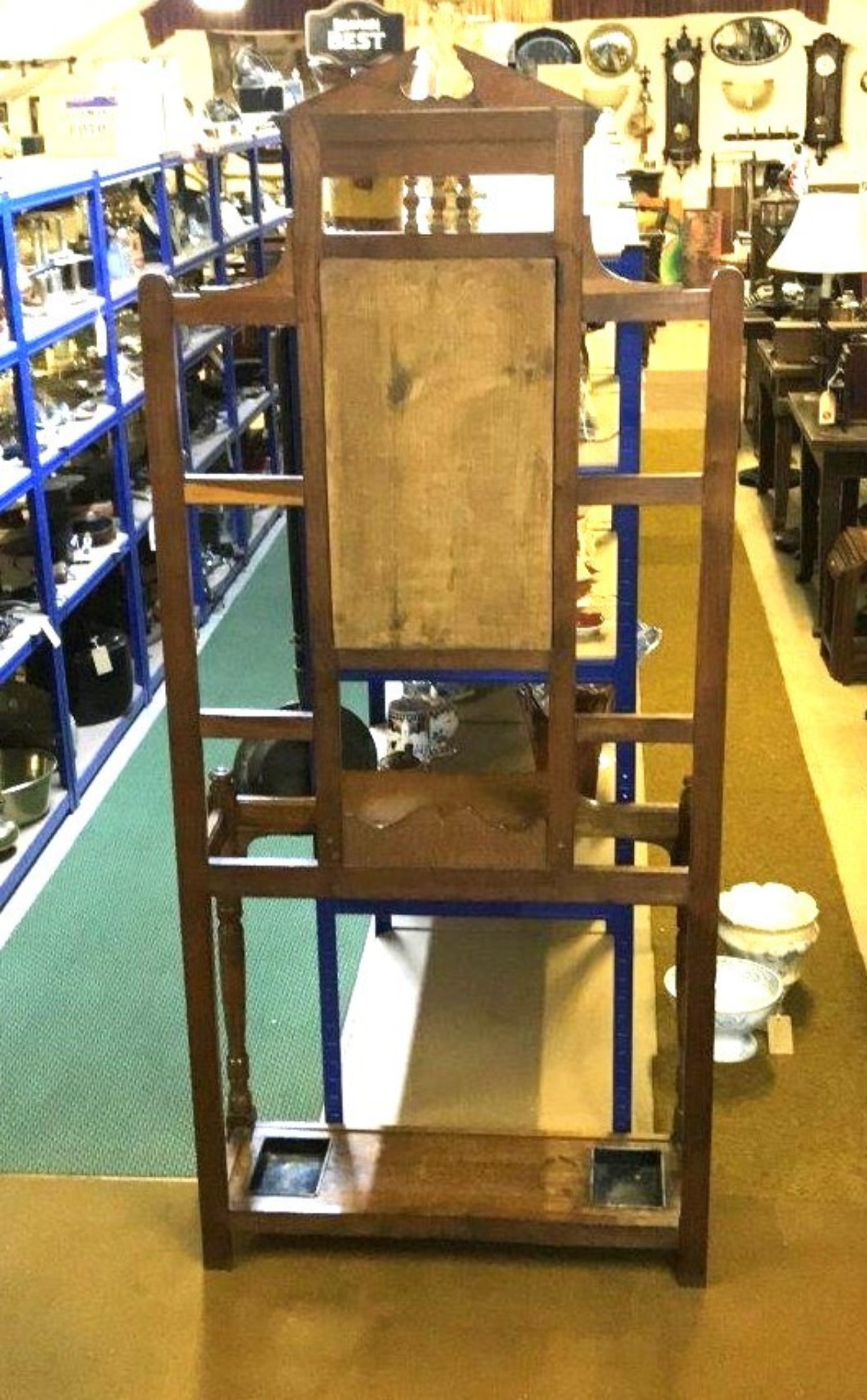 Antique Arts and Crafts Oak Mirrored Hall Stand