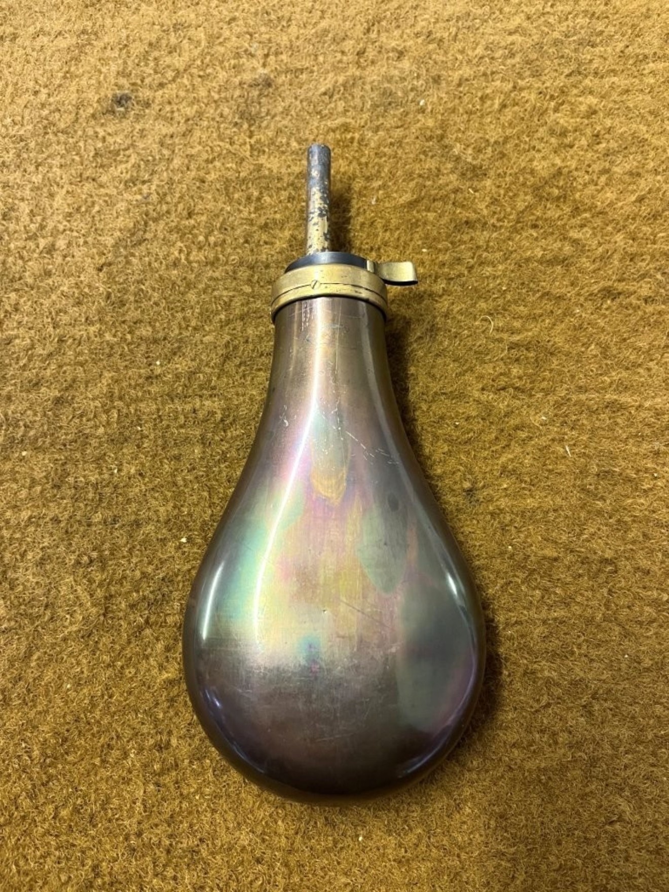 Antique Embossed Copper / Brass Shot Flask