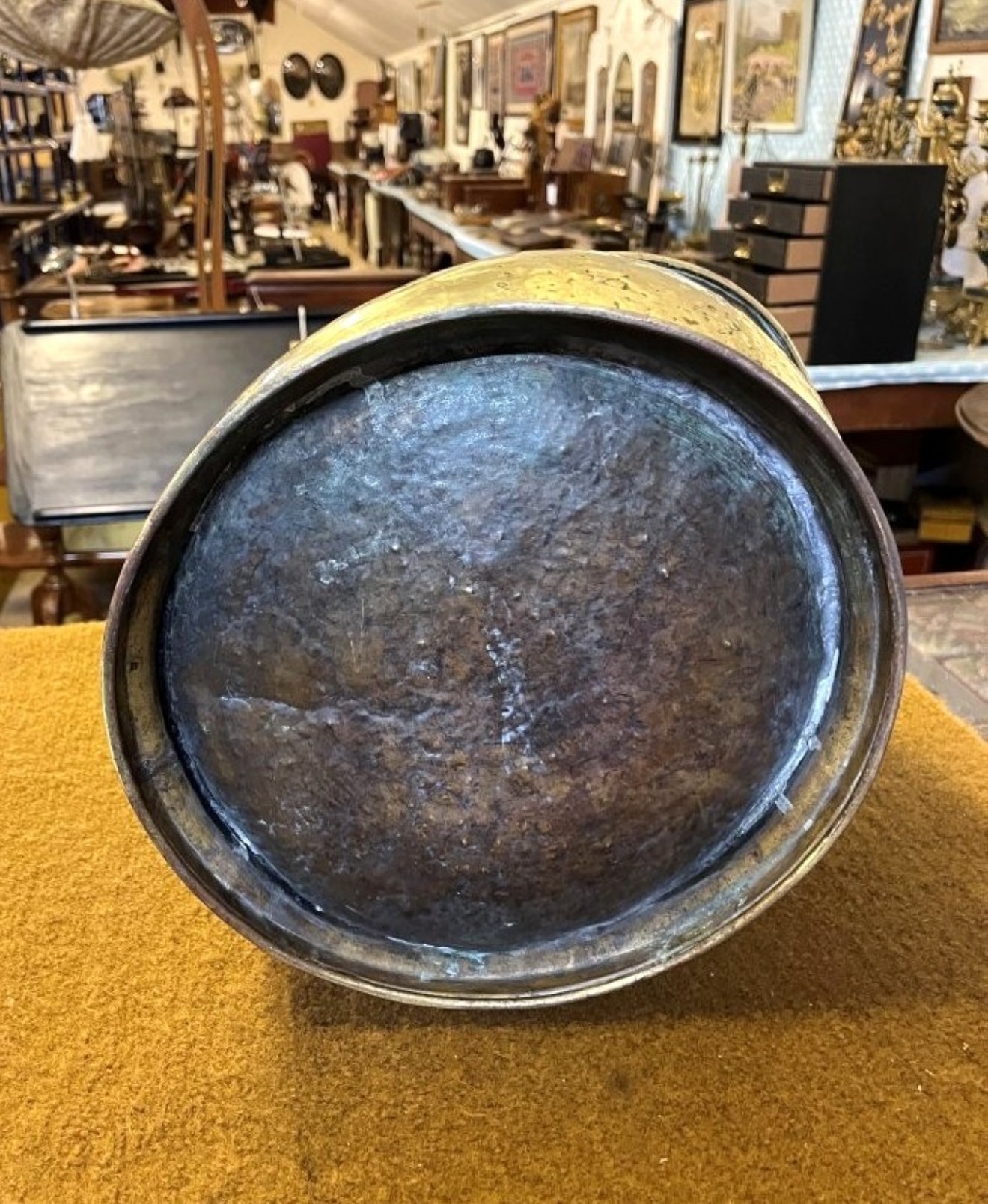 Vintage Hammered Brass Helmet Coal Scuttle