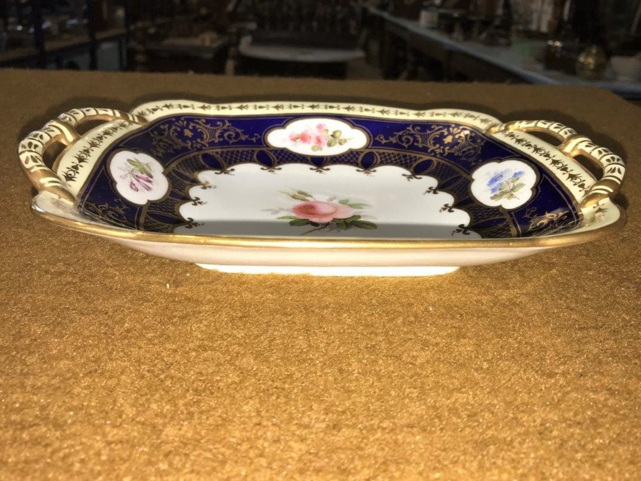 Pair of Coalport Blue Gilded Serving Trays