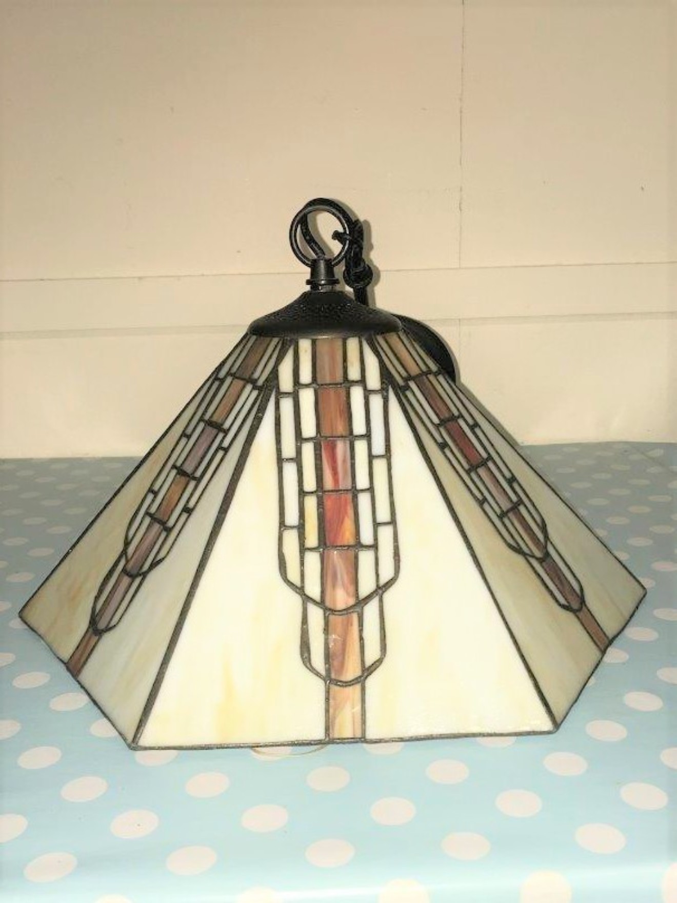 Tiffany Style Hexagonal Ceiling Light Fitting