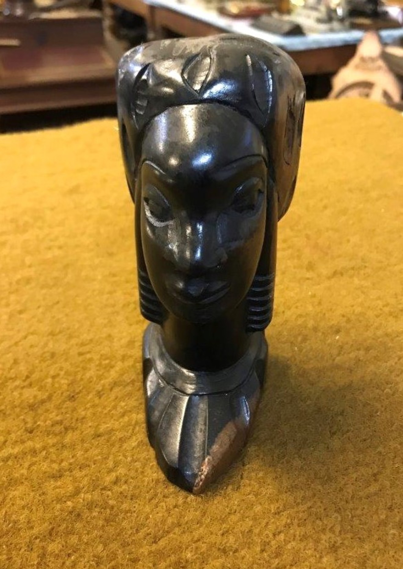 Vintage West African Hand Carved Hardwood Bust