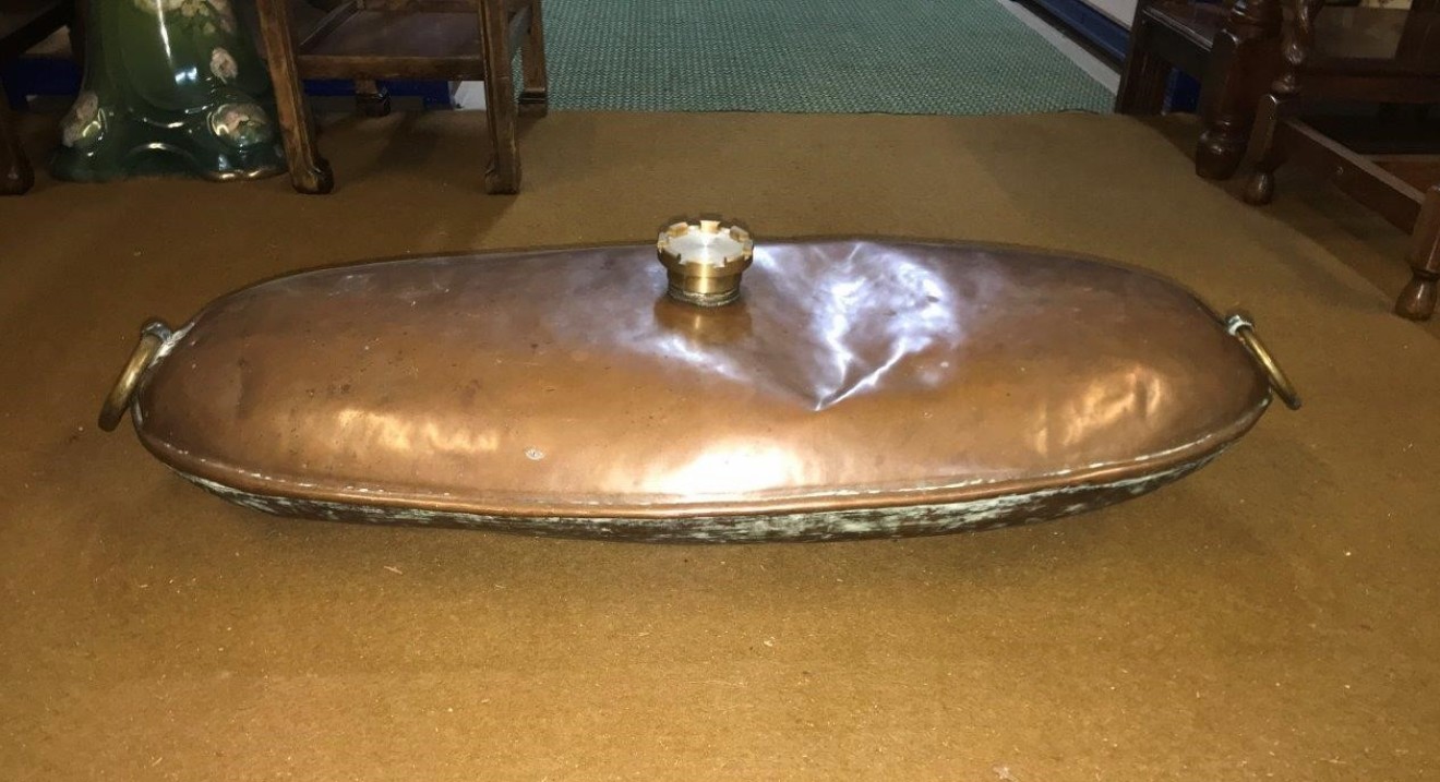 Antique Copper Oval Carriage Foot Warmer