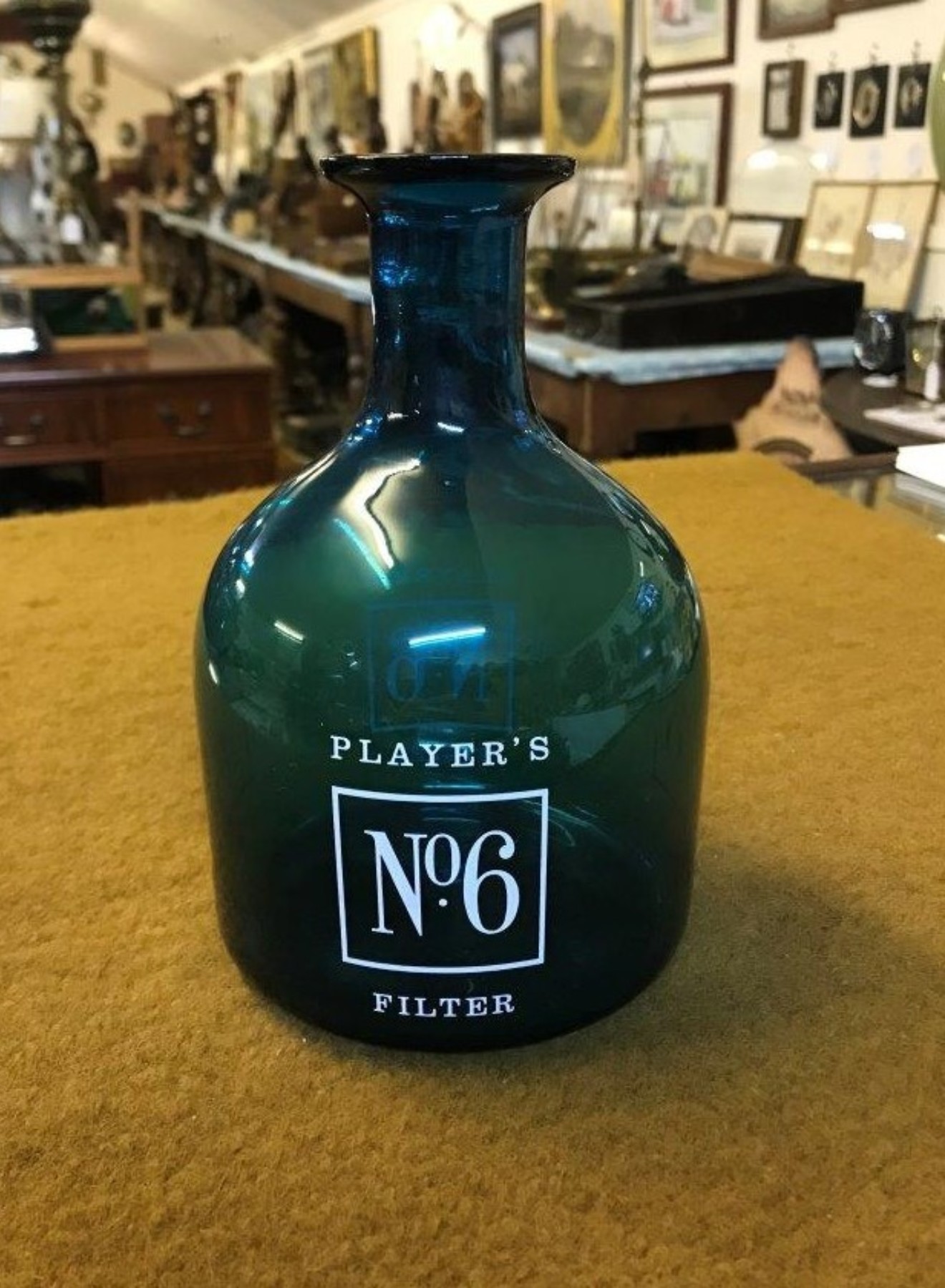 Vintage Players No6 Cigarettes Decanter Green Glass