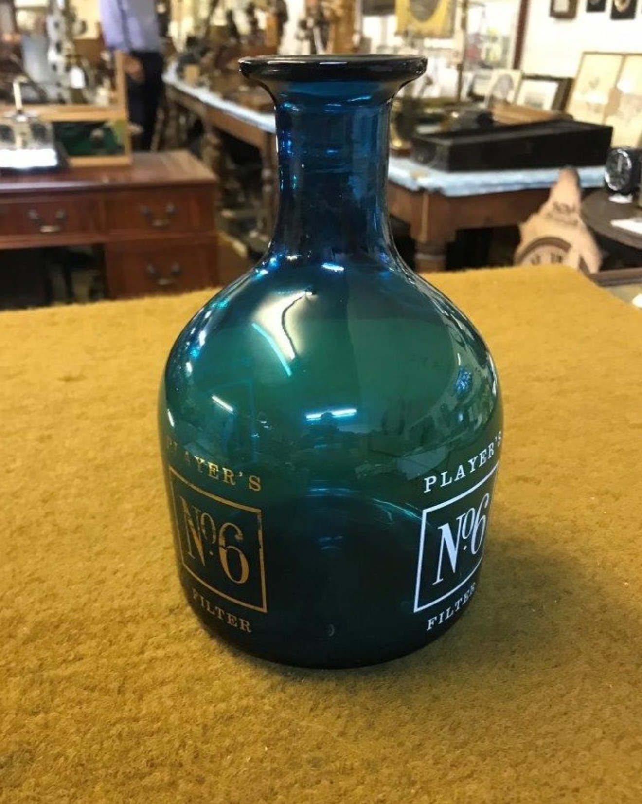 Vintage Players No6 Cigarettes Decanter Green Glass