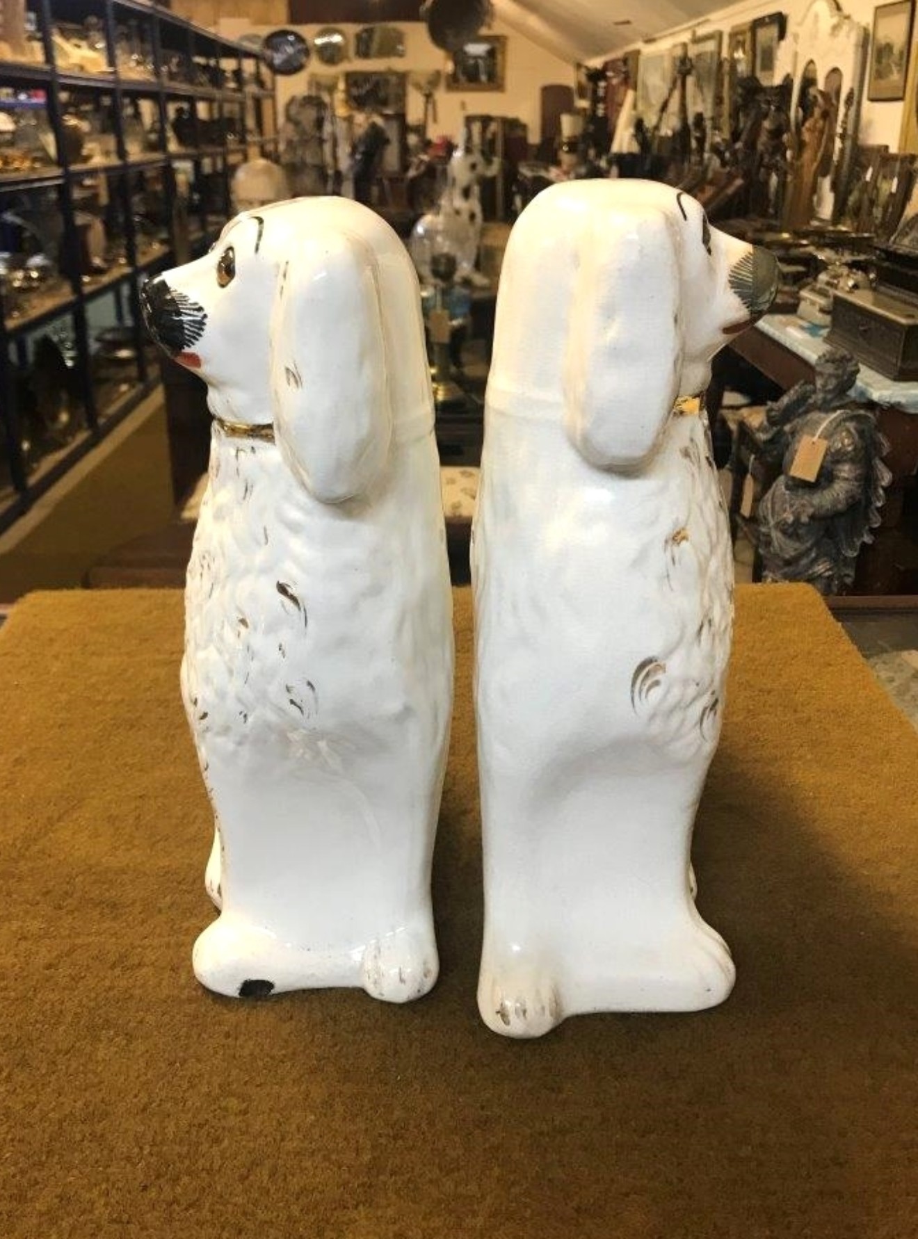 Pair of Staffordshire Pottery Spaniels "Wally Dogs"