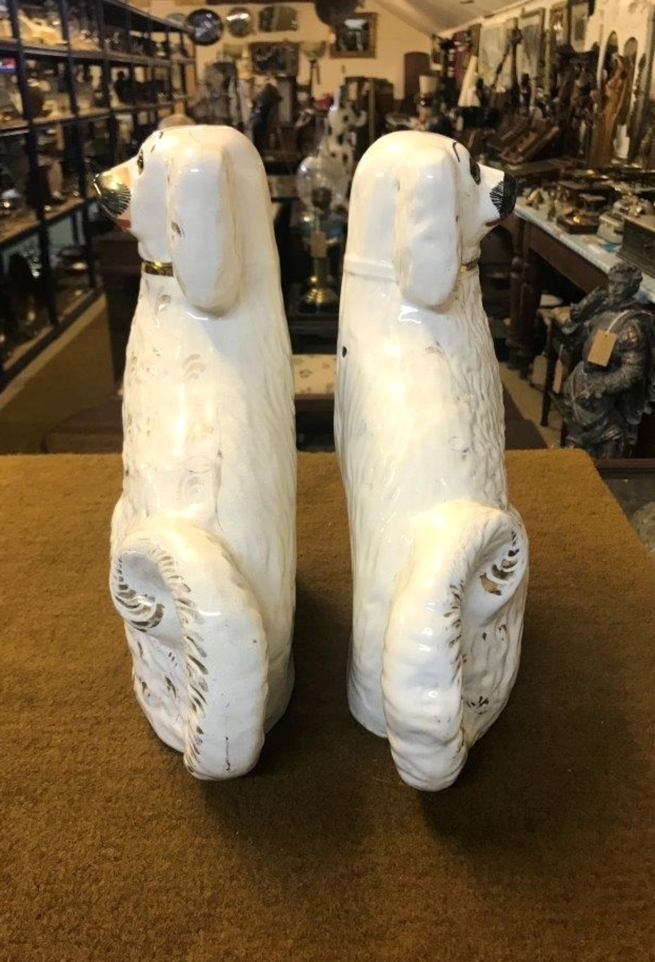 Pair of Staffordshire Pottery Spaniels "Wally Dogs"