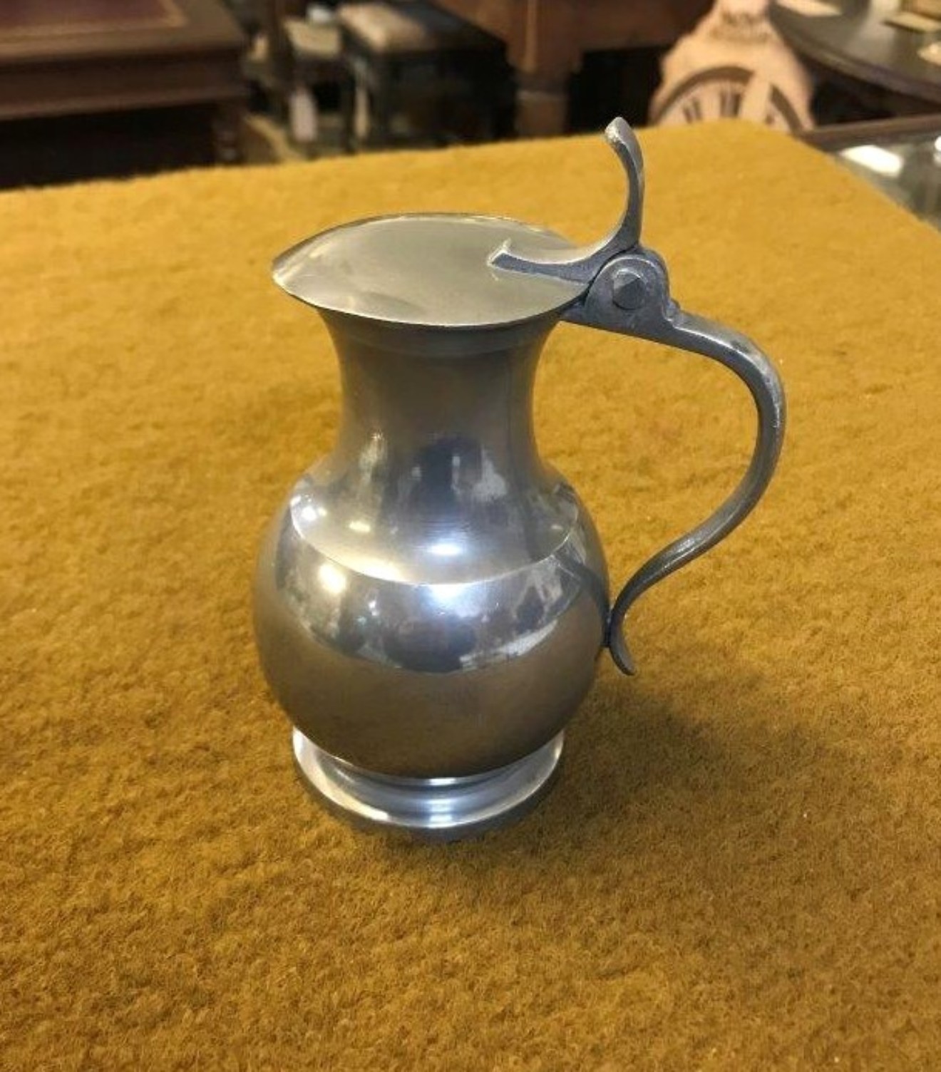 Vintage French Pewter Lidded Jug Mfr: Etain Tudor Rose Mark