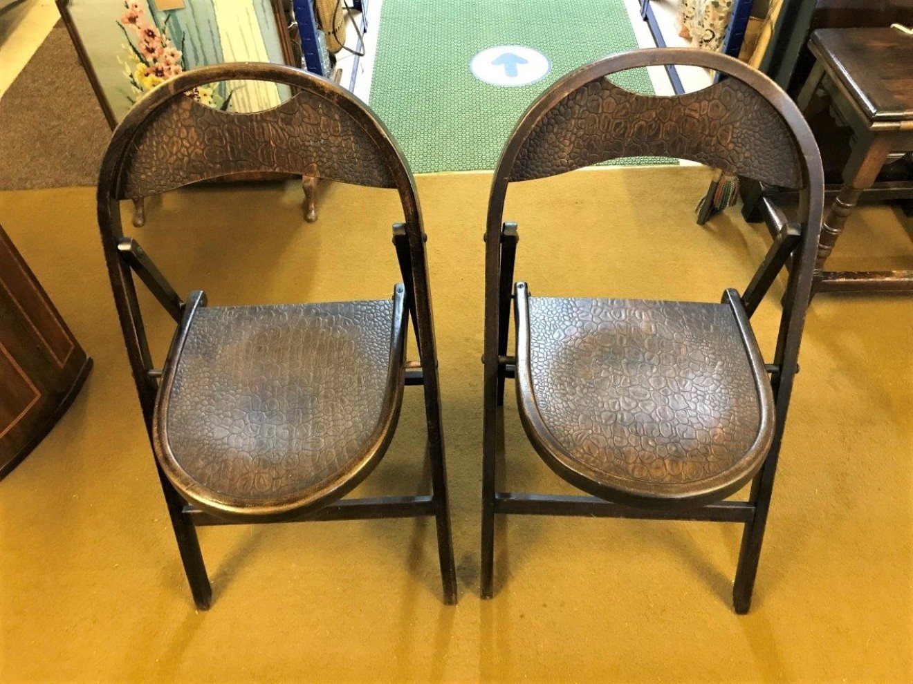 Pair Bentwood Folding Chairs