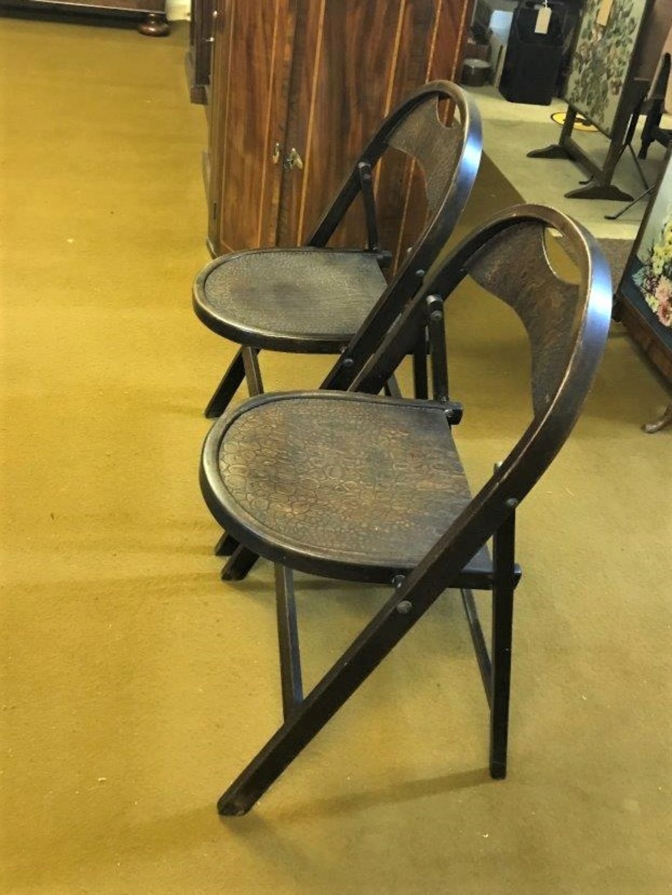 Pair Bentwood Folding Chairs