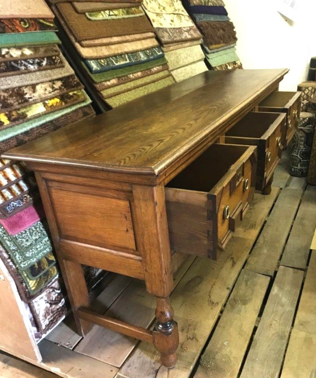 Antique Oak Jacobean Revival ﻿Dresser Base