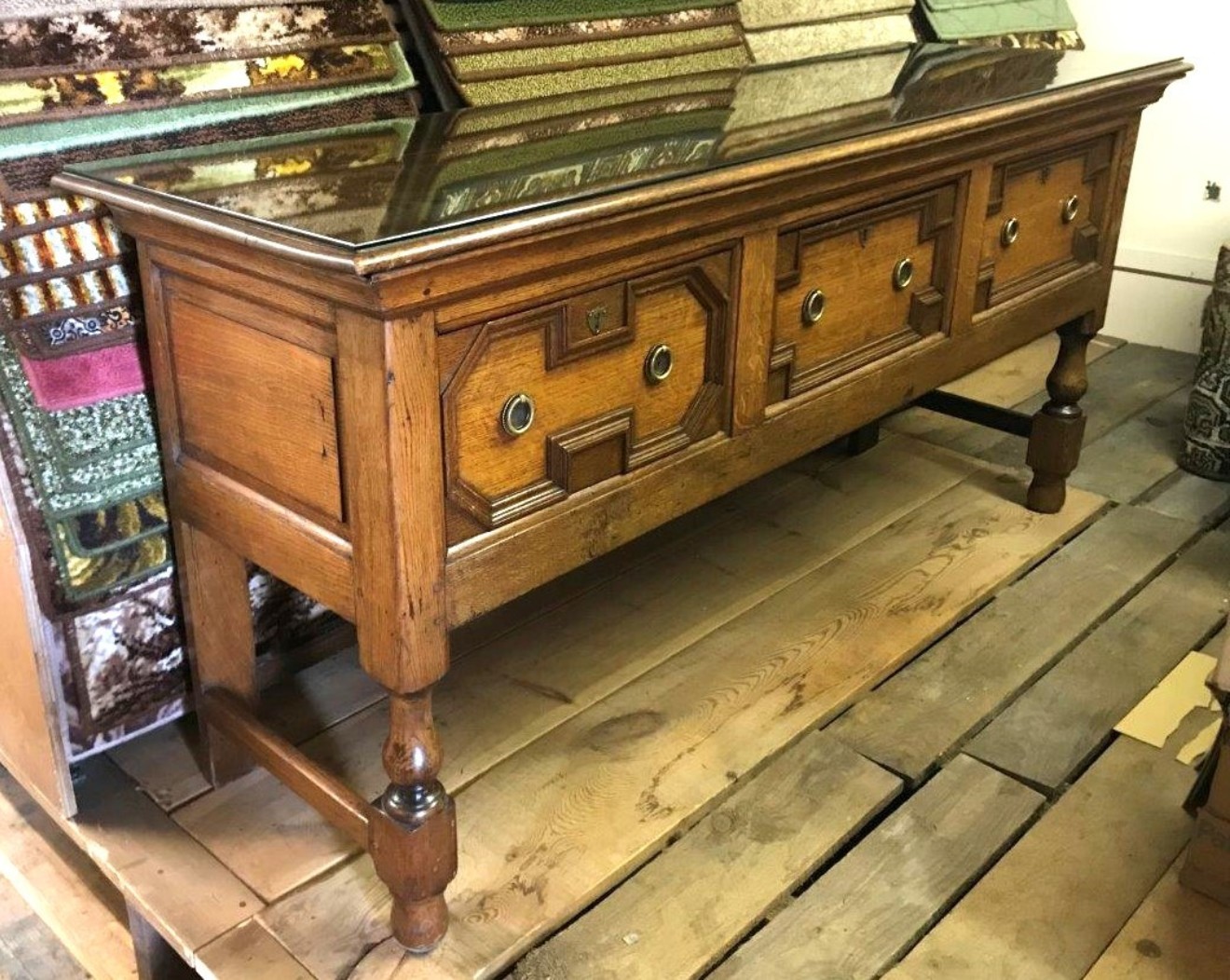 Antique Oak Jacobean Revival ﻿Dresser Base