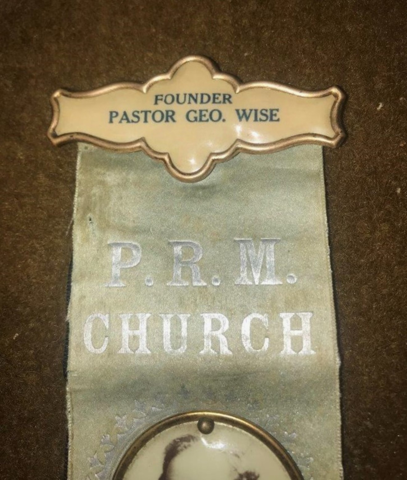 Antique Mourning Badge Produced for the Funeral of Pastor George Wise Founding Pastor of the P.R.M. Church Liverpool (Protestant Reformer's Memorial Church) in 1917