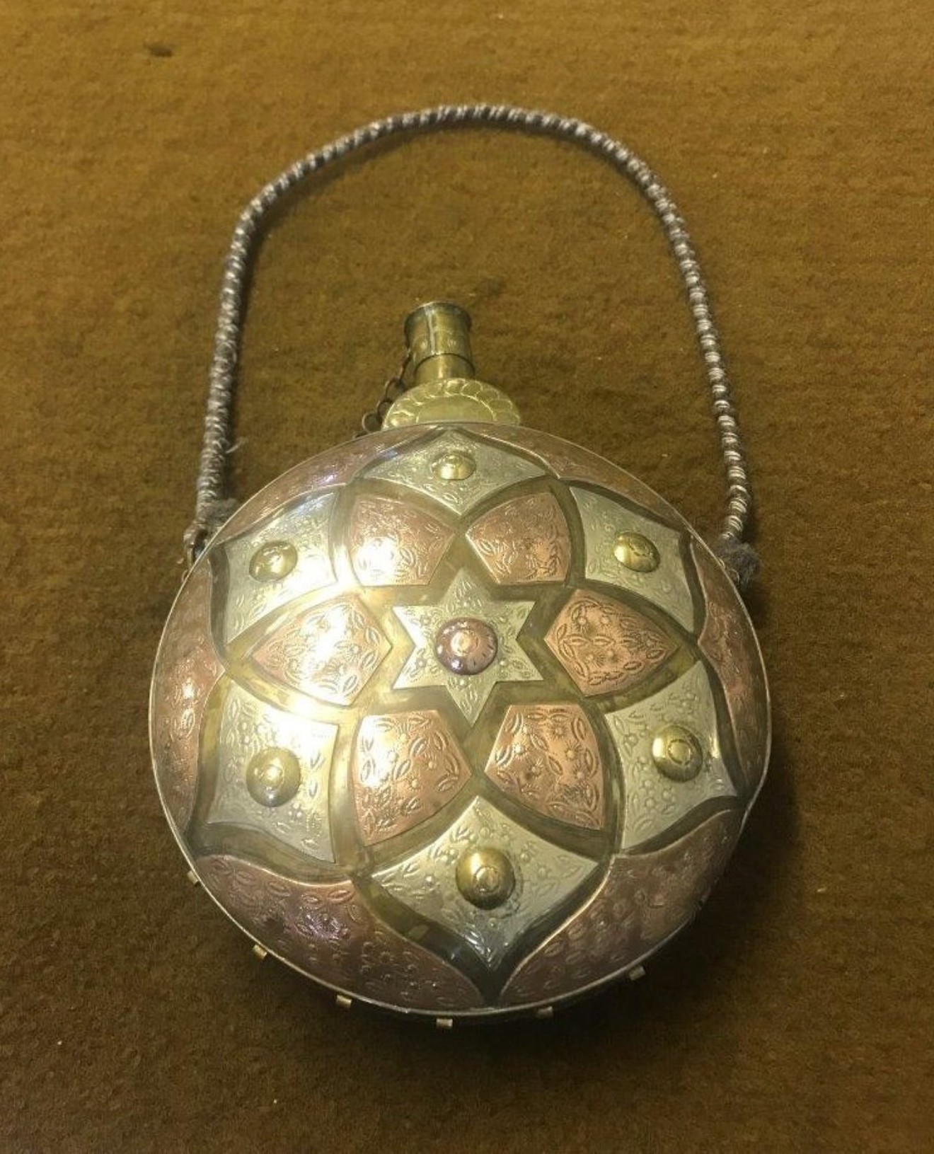 Vintage North African Copper Brass Powder / Water Flask