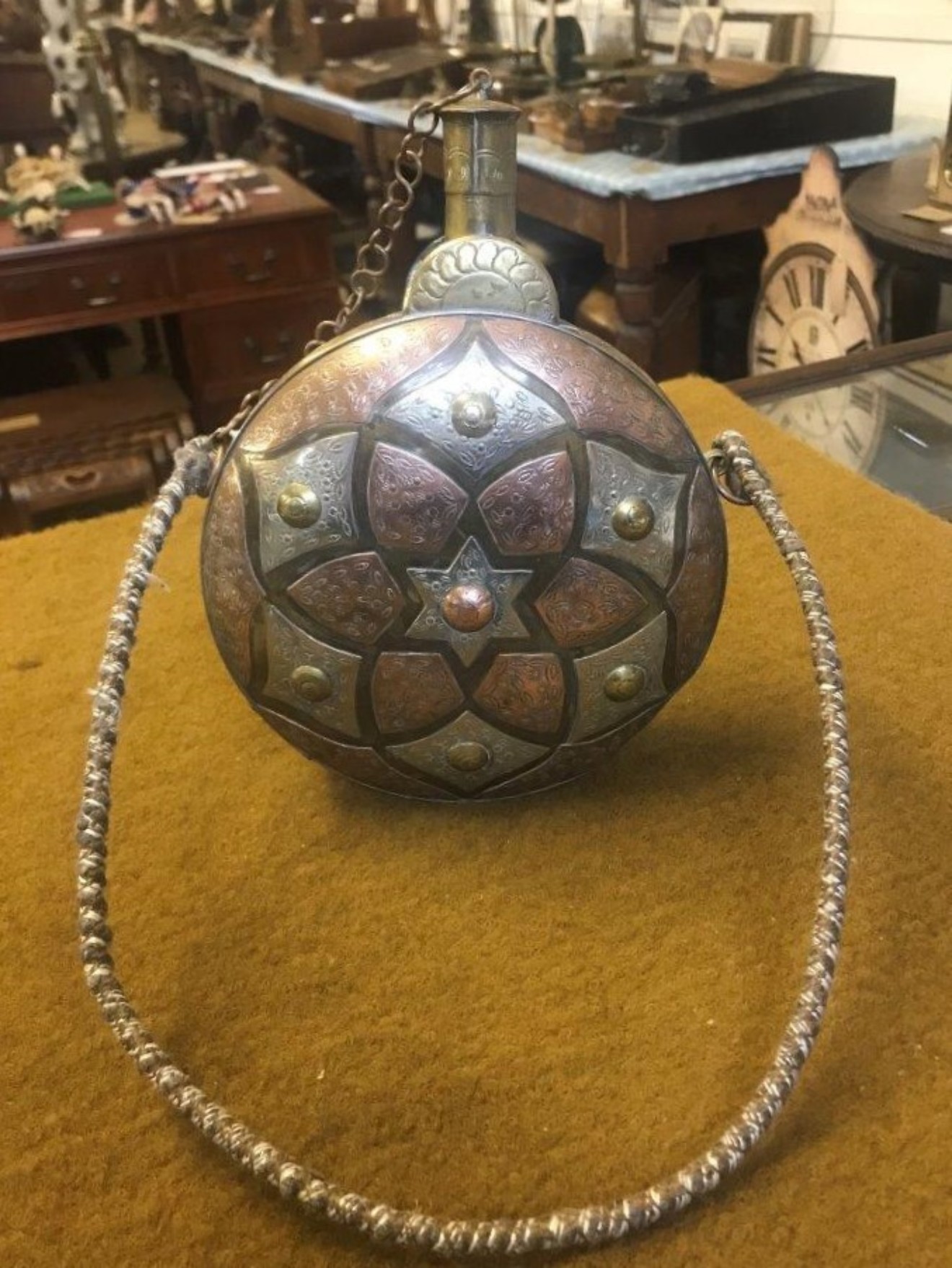 Vintage North African Copper Brass Powder / Water Flask