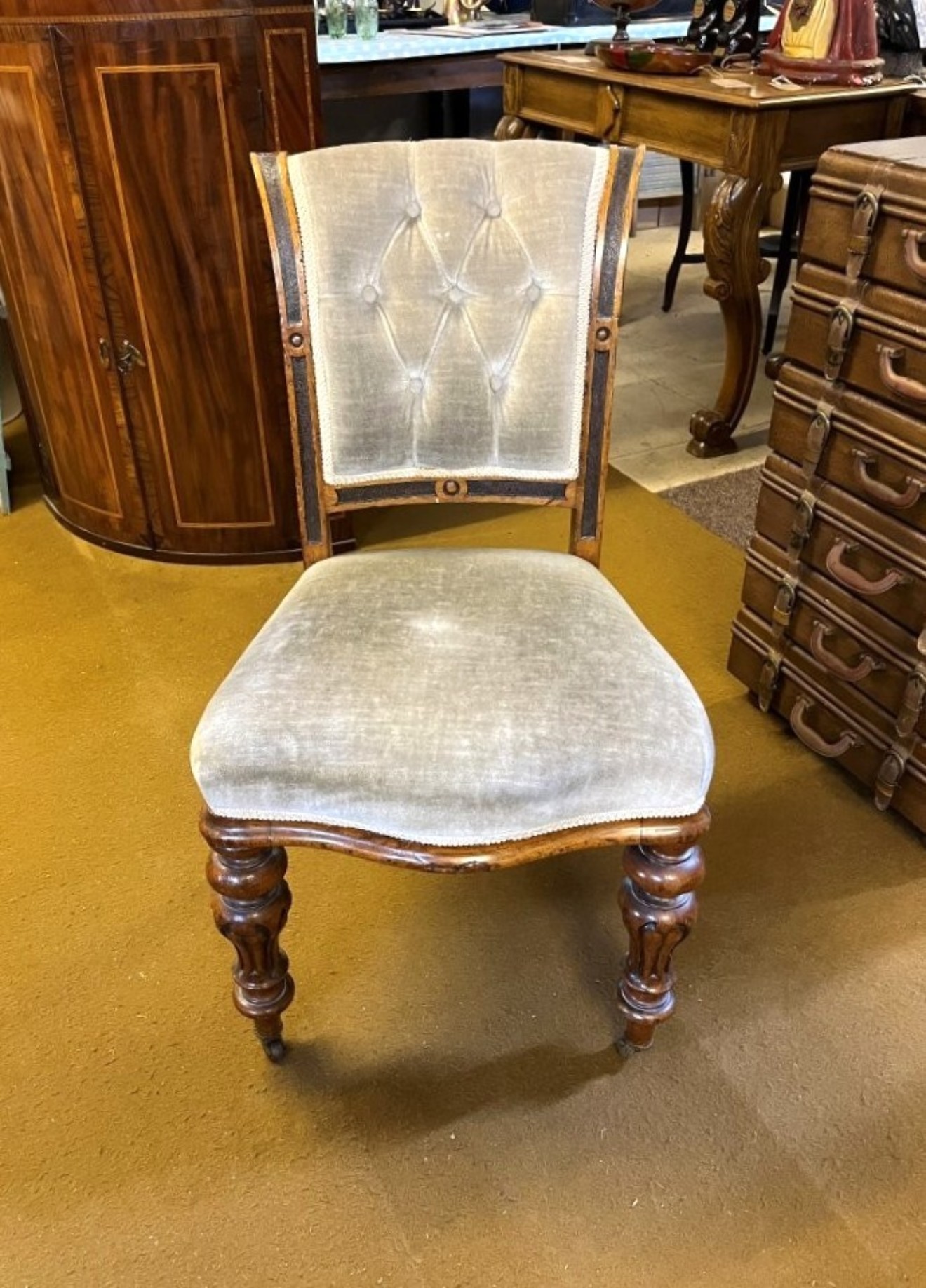 Victorian Walnut Button Back Hall / Side Chair by A Blain Liverpool