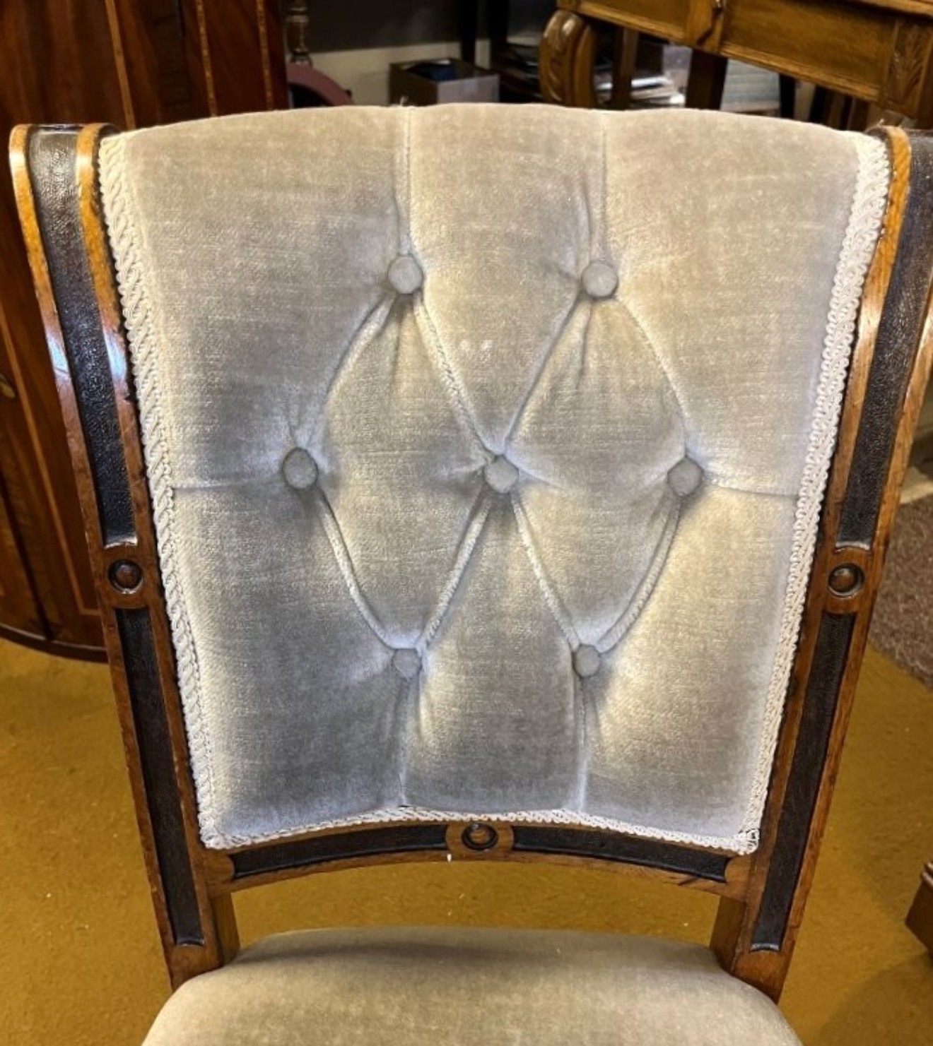 Victorian Walnut Button Back Hall / Side Chair by A Blain Liverpool