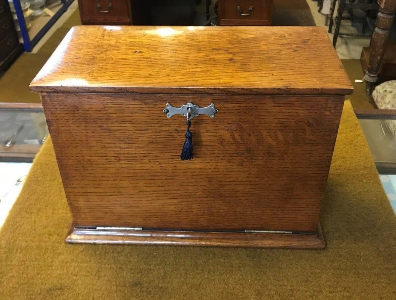 Edwardian Oak Fall Front Stationery Box / Writing Case