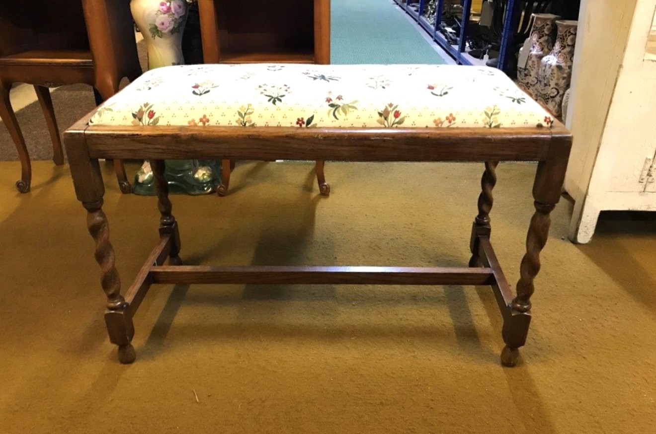 Arts & Crafts Oak Double Seat Fireside Stool