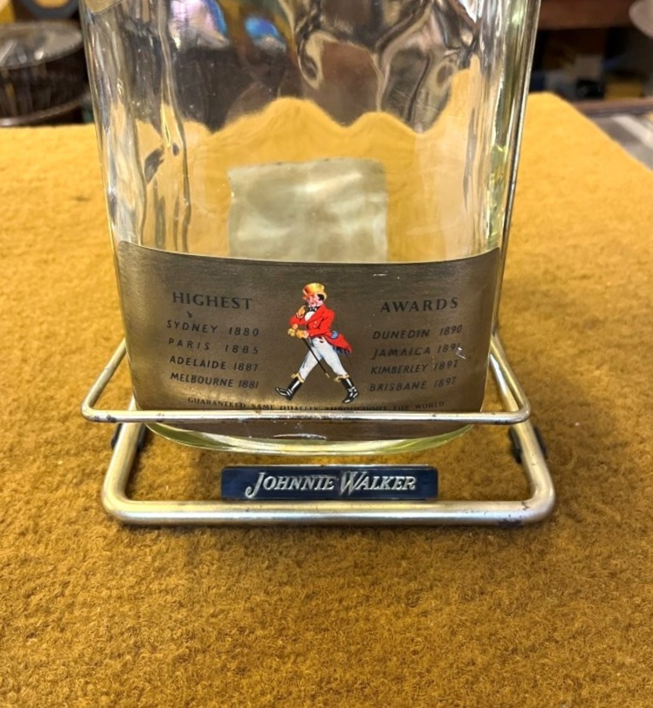 Vintage Johnnie Walker Red Label Bottle on Tilting Pourer Stand