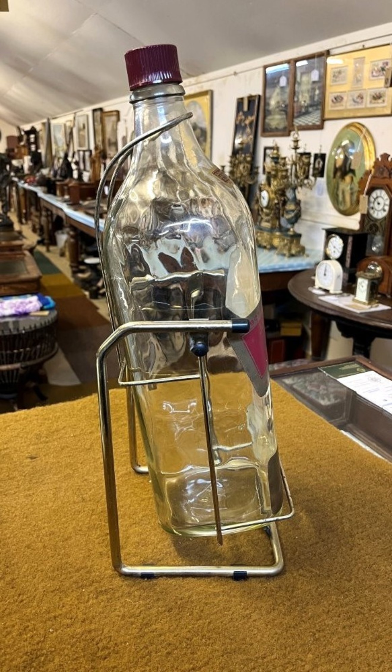 Vintage Johnnie Walker Red Label Bottle on Tilting Pourer Stand