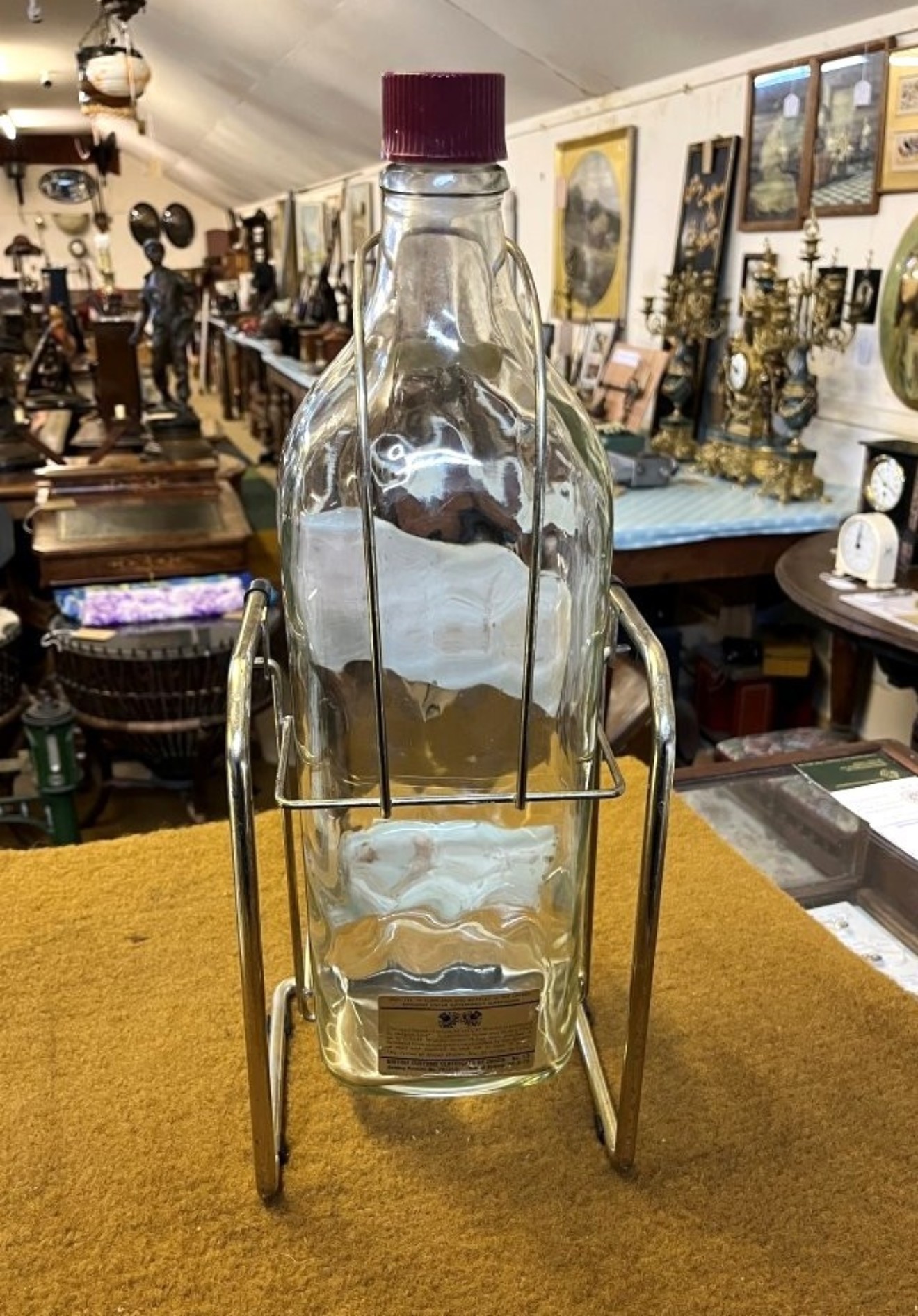 Vintage Johnnie Walker Red Label Bottle on Tilting Pourer Stand