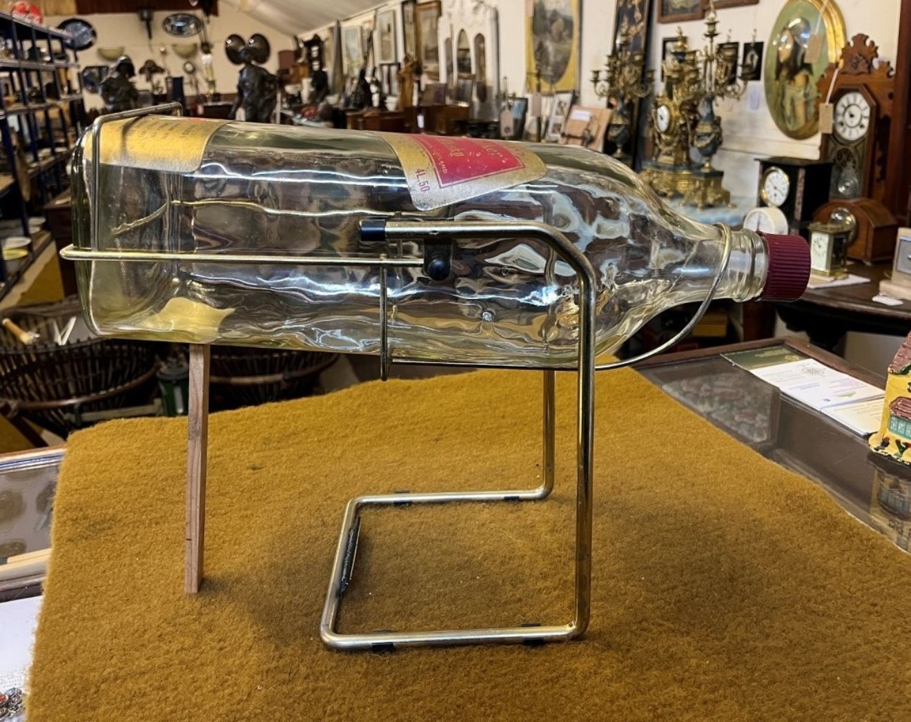 Vintage Johnnie Walker Red Label Bottle on Tilting Pourer Stand