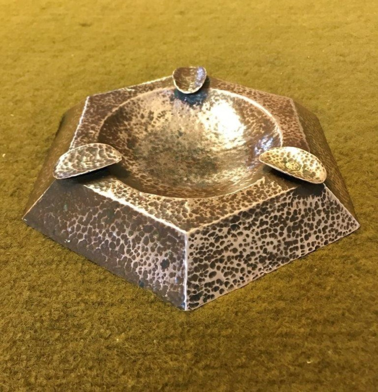 Arts & Crafts Hammered Copper Ashtray