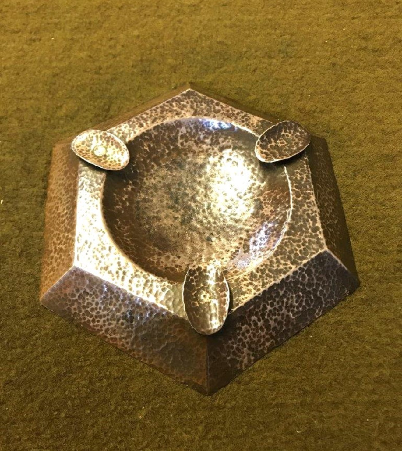 Arts & Crafts Hammered Copper Ashtray