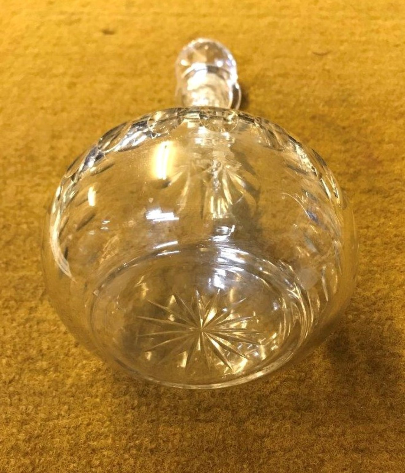 Vintage Cut Glass Onion Shaped Faceted Neck Decanter