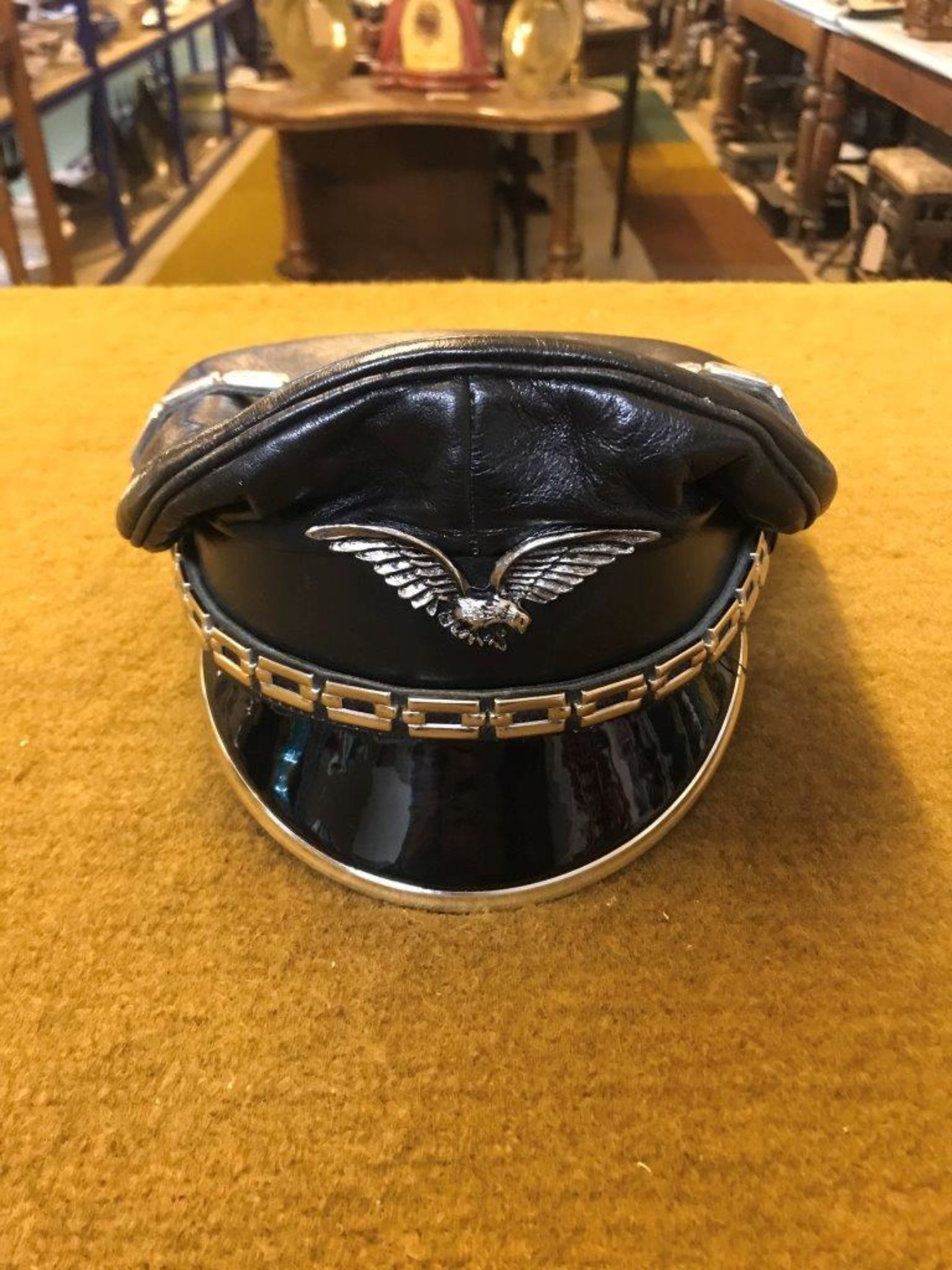 Vintage 'Victory Girl' Leather Biker Cap and Choker Set