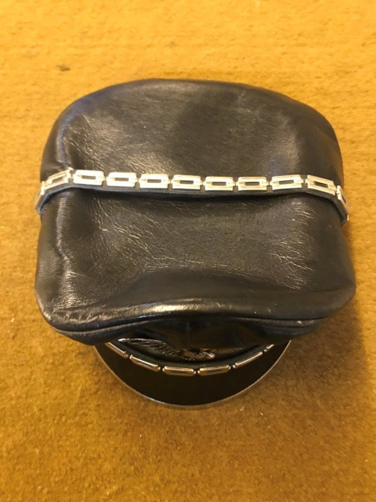 Vintage 'Victory Girl' Leather Biker Cap and Choker Set