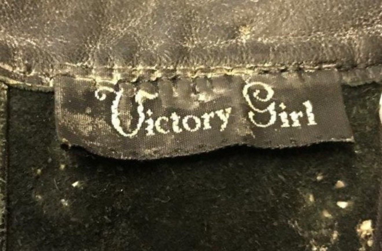 Vintage 'Victory Girl' Leather Biker Cap and Choker Set