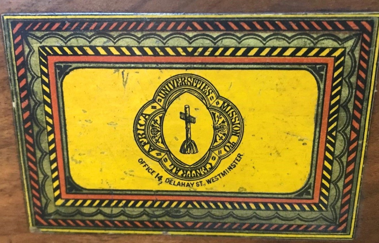 Antique Wooden Collection Box "Universities Mission to Central Africa"